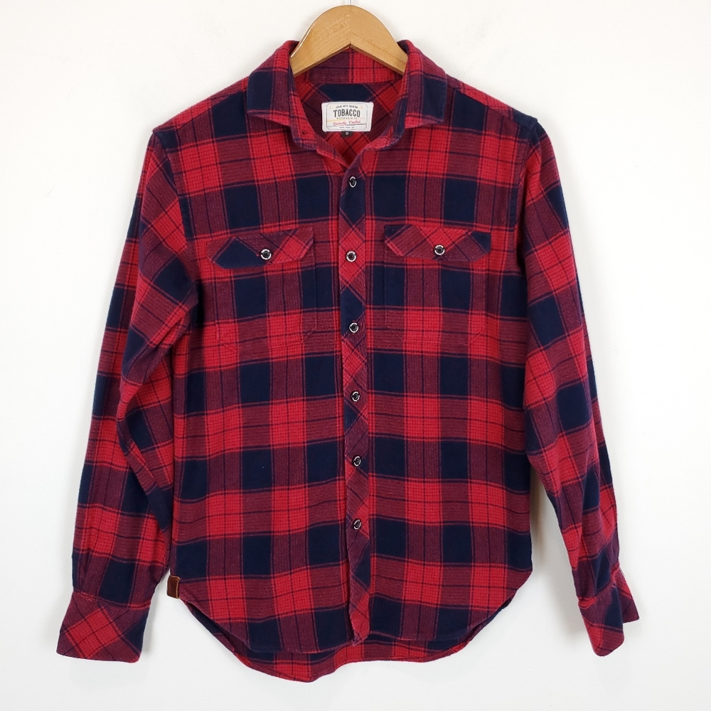 Tobacco Motorwear Red Flannel Long Sleeve Shirt